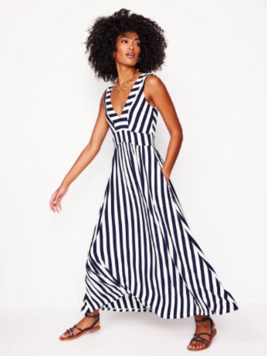 Boden Dresses & Skirts - Boden Olympia Jersey Maxi Dress Navy White 16-18R